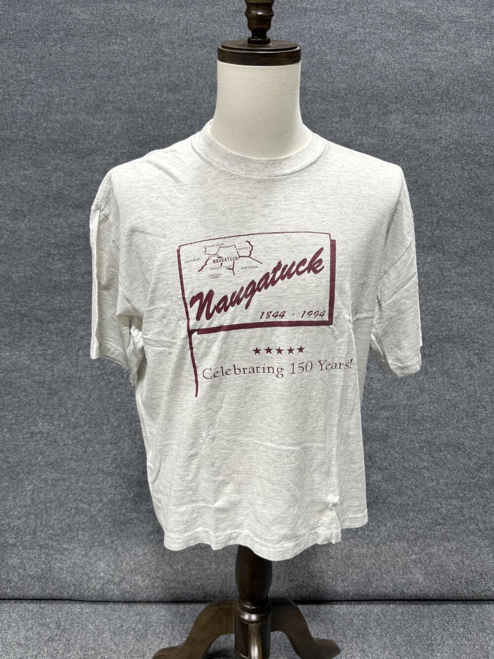 Vintage Softee Naugatuck 150 Years Shirt Mens XL Gray USA Anniversary 90s